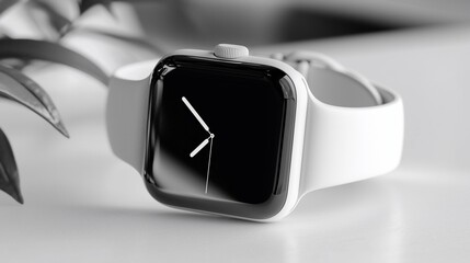 Poster - Sleek white smartwatch with minimalist design.