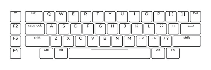 Leinwandbilder - Computer keyboard button layout template with letters for graphic use. Modern computer keyboard. Vector illustration