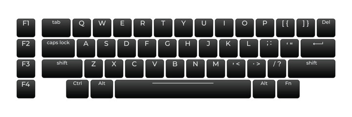 Leinwandbilder - Computer keyboard button layout template with letters for graphic use. Modern computer keyboard. Vector illustration