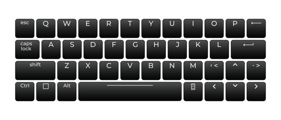 Leinwandbilder - Computer keyboard button layout template with letters for graphic use. Modern computer keyboard. Vector illustration