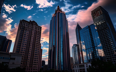 Canvas Print - Atlanta, Georgia, USA Downtown Skyline: Vibrant Cityscape with Iconic Landmarks