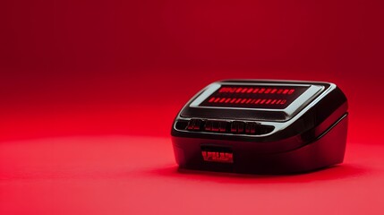 Retro Black Electronic Device with Red Display