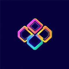 Poster - Colorful abstract geometric shapes against a dark background, conveying modernity and creativity.
