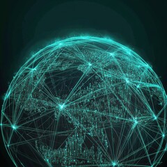 Poster - A digital representation of a glowing globe showcasing interconnected data streams and global networks.