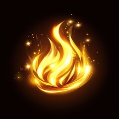Poster - A vibrant golden flame design with sparkling accents against a black background.