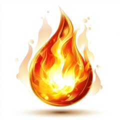 Poster - A vibrant and stylized flame graphic in shades of orange and yellow against a light background.