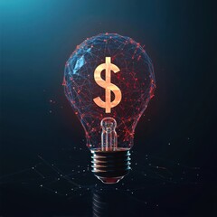 Poster - A glowing light bulb with a dollar sign, symbolizing innovative financial ideas in a digital landscape.