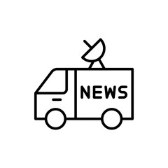 Poster - News van outline icons, minimalist vector illustration ,simple transparent graphic element .Isolated on white background