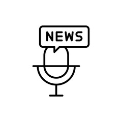 Poster - Audio news outline icons, minimalist vector illustration ,simple transparent graphic element .Isolated on white background