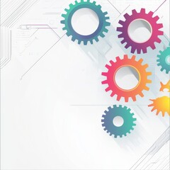 Poster - Colorful gears in vibrant hues on a light background, symbolizing creativity and innovation in technology.