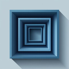 Poster - Abstract blue geometric artwork showcasing layered square frames that create depth and dimension.