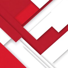 Poster - Abstract geometric design featuring bold red and crisp white shapes, conveying modernity and creativity.