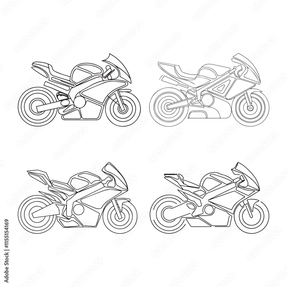 Lets color it. Coloring page with motorcycle cartoon. Educational game