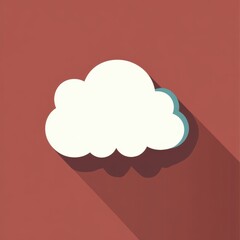 Poster - Stylized white cloud illustration on a warm red background, perfect for modern design projects.