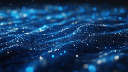 Fototapete - Abstract Blue Digital Wave Background