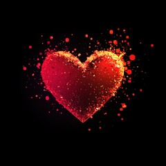 Poster - A vibrant red heart bursting with energy, surrounded by colorful splashes on a dark background.