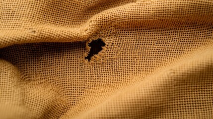 Poster - Defects on Pieces of Work Concept, Close-Up of Worn Fabric with Small Holes and Wear Marks on Cushion Demo Standard V2