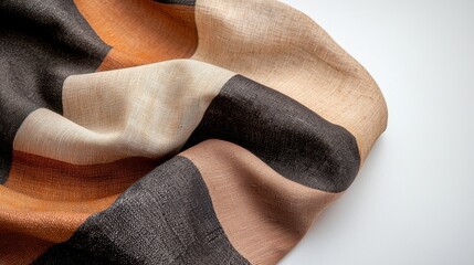 Poster - Defects on Pieces of Work Concept, Vibrant Stained Textile with Visible Color Fading, Featuring Unique Patterns and Soft Texture on a White Background