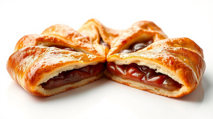 Delicious sliced pastry with sweet filling.  Concept of sweet treat, dessert, and bakery.