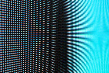 Wall Mural - close-up photo of video wall screen displaying blue color with grid layout of pixels for digital pan