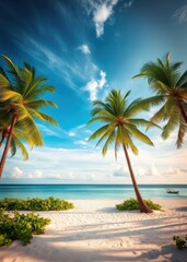  Coconut palm trees on white sandy beach in caribbean sea beach wallpaper summer wallpaper beach background tropical nature