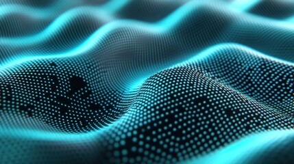 Fototapete - Abstract Teal Digital Wave Background
