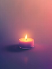 Aufkleber - Single lit candle casting warm glow in serene atmosphere during evening hours. Generative AI