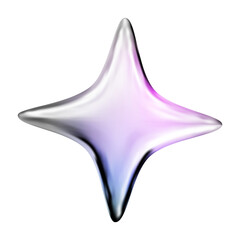 Wall Mural - 3d render of a star. y2k isolated chrome metal element