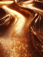 Poster - Melting mocha mousse patterns abstract background digital artwork warm tones close-up view artistic concept