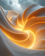Poster - Mocha mousse waves converging in abstract art digital creation futuristic environment artistic viewpoint
