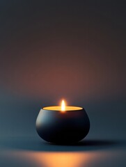 Aufkleber - Single lit candle in a dark setting creating a warm and serene atmosphere for relaxation and contemplation. Generative AI