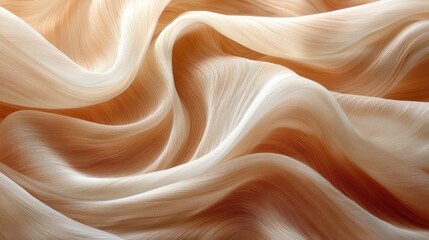 Poster - Abstract waves of mocha mousse fabric studio setting textile soft textures close-up view creative design