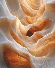 Poster - Soft waves of mocha mousse folding into abstract art digital creation warm tones high detail artistic perspective
