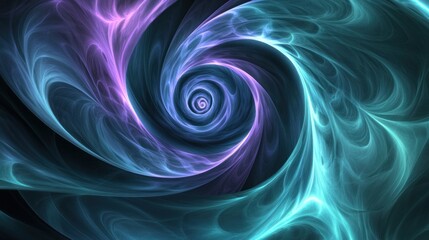 Fototapete - Abstract Swirling Nebula: Teal and Purple Cosmic Dance