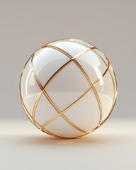 Poster - Elegant white sphere surrounded by geometric gold lines studio setting 3d minimalist design