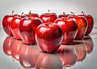 Wall Mural - Generative AI captures vibrant red apples in a stunning, clean still life; perfect food photography.