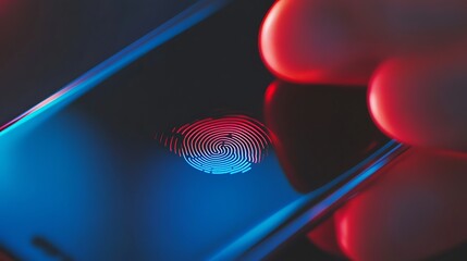 Poster - Close-up of fingerprint scan on a phone screen.
