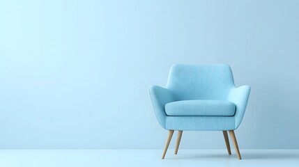 Wall Mural - Light Blue Armchair Against a Pale Blue Wall