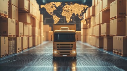 Wall Mural - logistics international delivery concept, world map with logistic network distribution on background