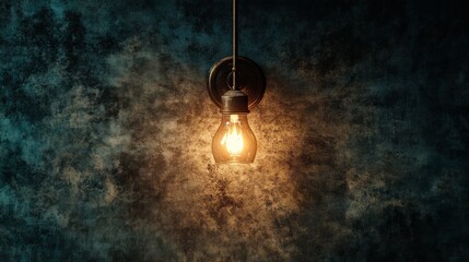 Poster - A focused light creates a dramatic center highlight against a dark, textured wallpaper, emphasizing bold lighting effects