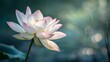 © SVETLANA - A single lotus flower glowing with subtle light effects in a minimal painterly style, copy space