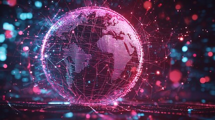 Poster - Global network connection, digital earth.