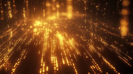 Poster - Abstract visualization of data encryption with glowing binary code