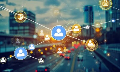 Poster - Global Network Connectivity: A Visual Representation of Interconnectedness in a Modern Cityscape