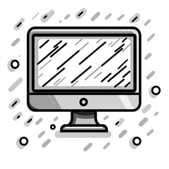 Fototapete - Simple grayscale illustration of a desktop computer.
