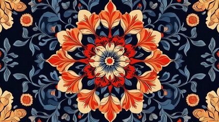 Poster - Intricate floral ornamental pattern with bold Arabic-inspired design elements