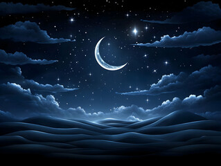Wall Mural - night sky landscape illustration