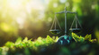 © Rabiyah - Law and earth scales with global ecology background symbolizing sustainability justice and environmental policy