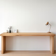 © HecoPhoto - Modern Light Oak Desk Minimalist Home Office Setup White Wall