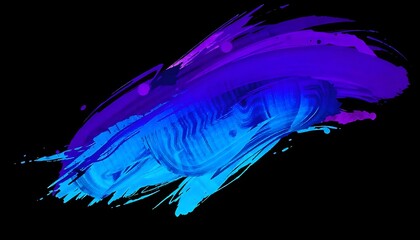 Leinwandbilder - A digital 3D fluid shape with a purple and blue gradient, set against a dark background, creating an abstract and visually captivating art illustration